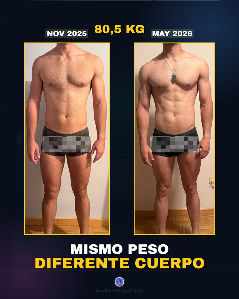 Alberto, transformación de frente: noviembre 2025 a mayo 2026, mismo peso